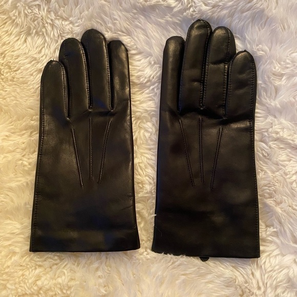 Fownes Like New Black Leather Gloves Lined in Cashmere - Picture 1 of 7